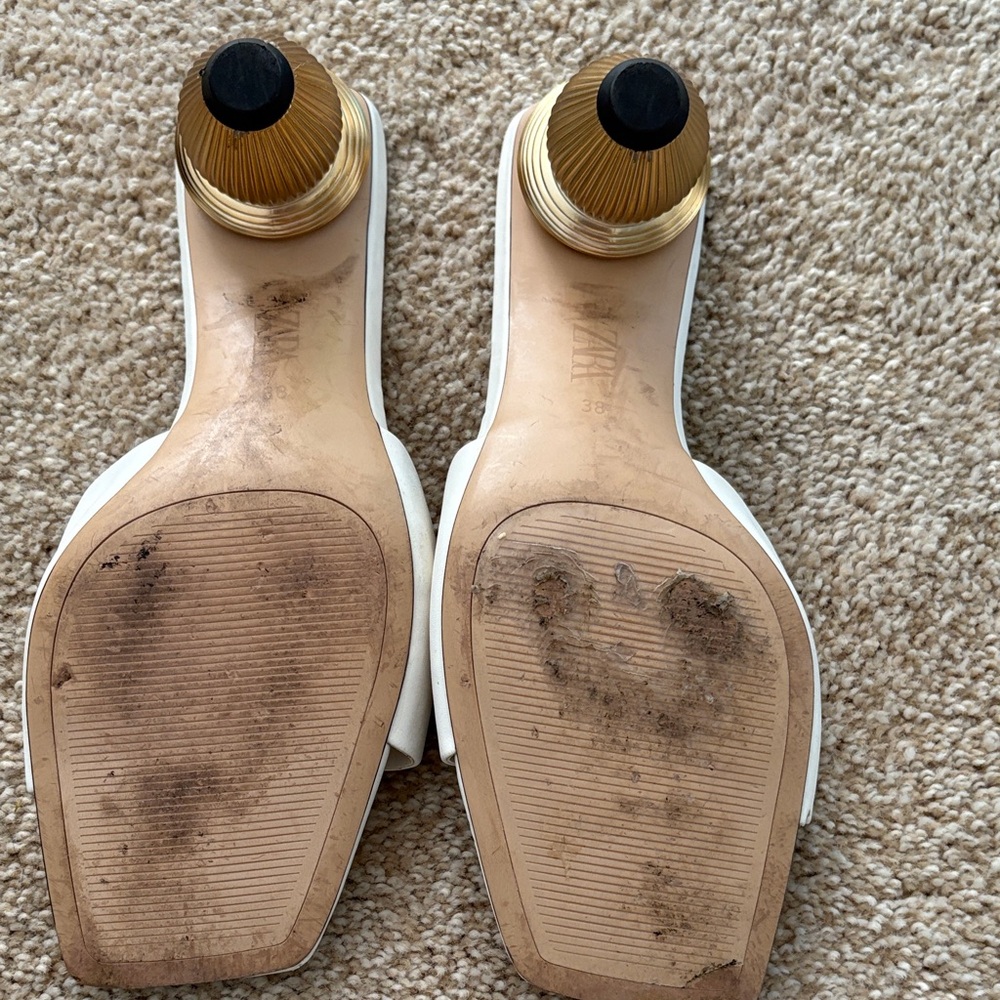 Zara Elegant White and Gold Heels - Picture 3 of 4